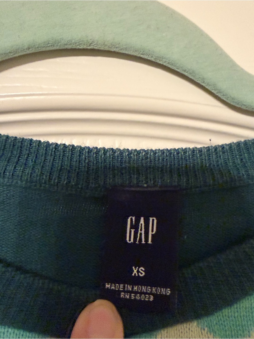 GAP Teal & Navy Argyle Crewneck Sweater - Picture 2 of 4